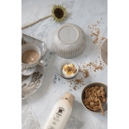 Stoneware Pleated Bowl, Cream Glaze Finish