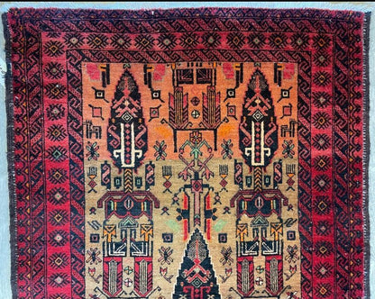 Fine Vintage Wool Baluch Rug 6x4 ft