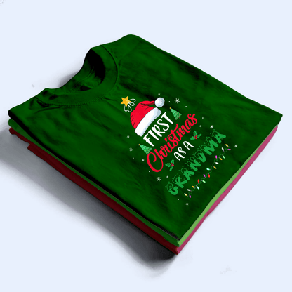 First Christmas As A Grandma - Personalized Custom T Shirt - Birthday, Loving, Funny Gift for Grandma/Nana/Mimi, Mom, Wife, Grandparent