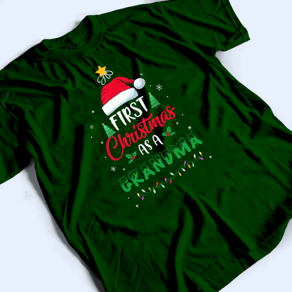 First Christmas As A Grandma - Personalized Custom T Shirt - Birthday, Loving, Funny Gift for Grandma/Nana/Mimi, Mom, Wife, Grandparent