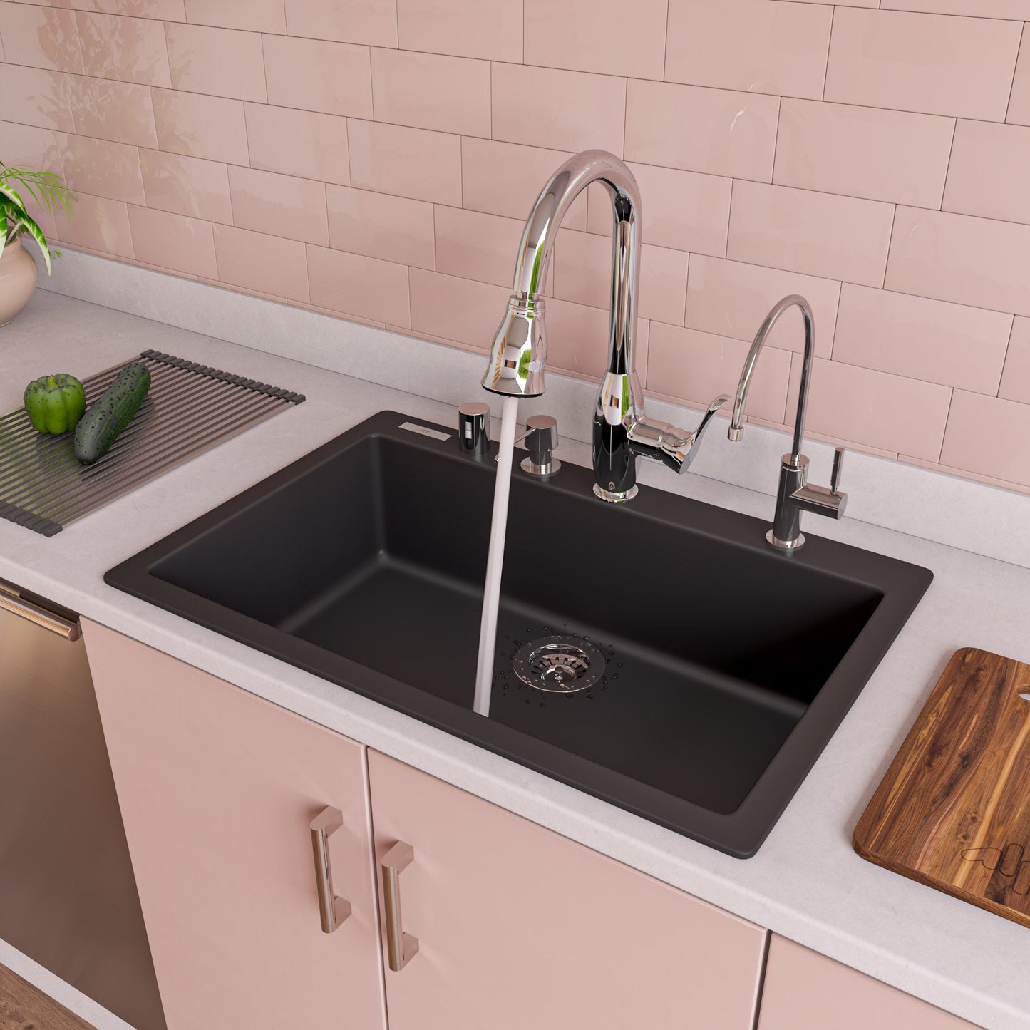 ALFI brand AB3020DI 30" Drop-In Single Bowl Granite Composite Kitchen Sink