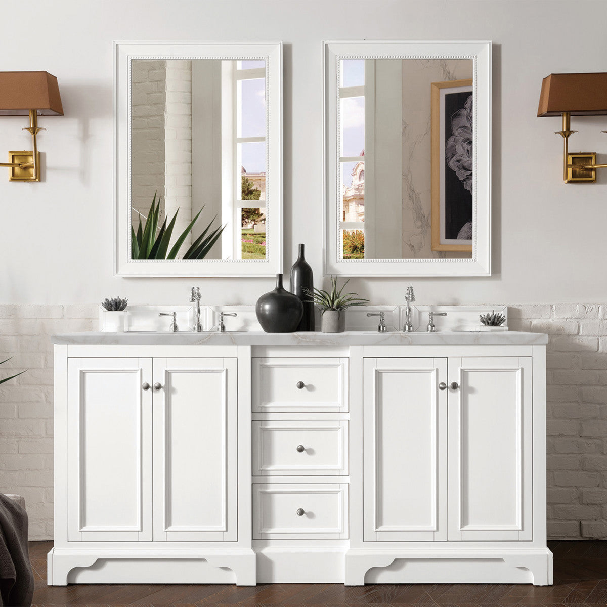 De Soto 72" Double Vanity Cabinet, Bright White