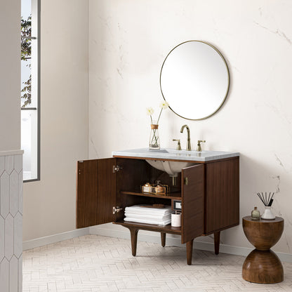 Amberly 36" Single Vanity Cabinet, Mid-Century Walnut