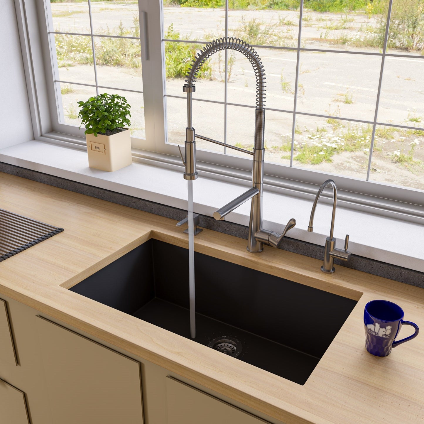 ALFI brand AB3322UM 33" Single Bowl Undermount Granite Composite Kitchen Sink