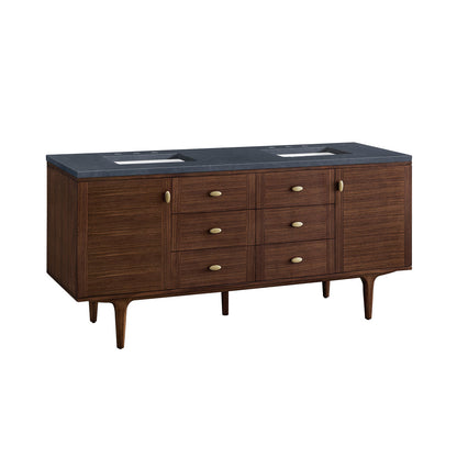 Amberly 72" Double Vanity Cabinet, Mid-Century Walnut