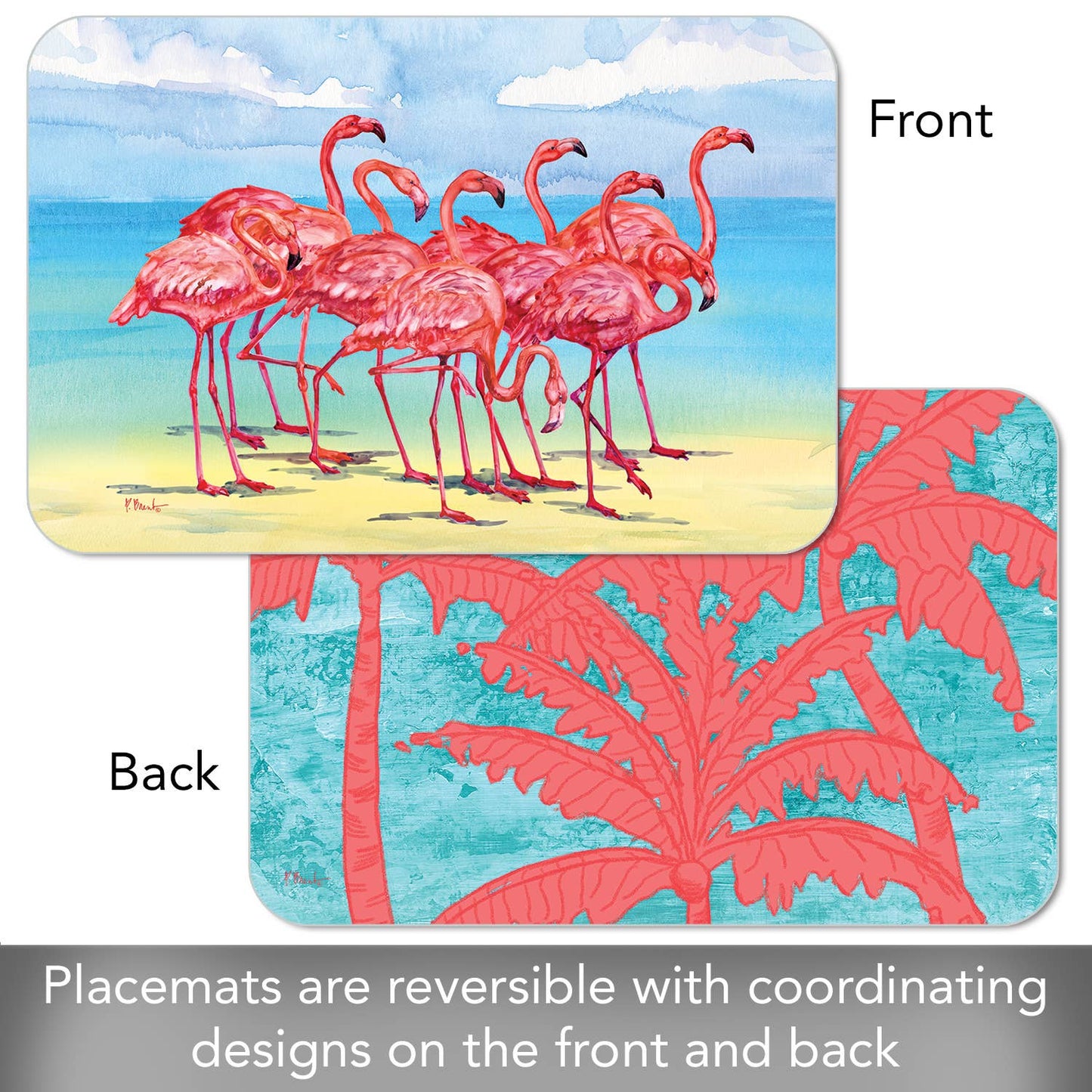 Flamingo Horizon Reversible Rectangular Plastic Placemat