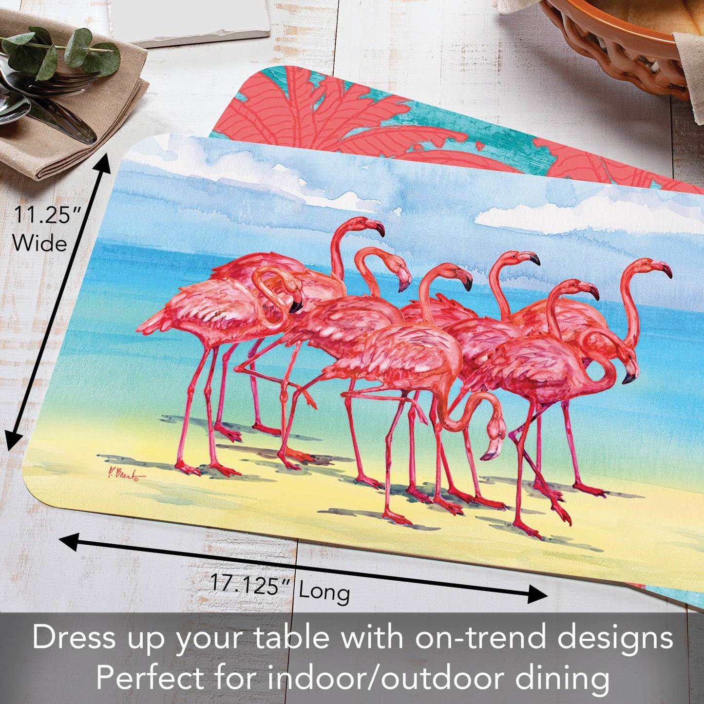 Flamingo Horizon Reversible Rectangular Plastic Placemat