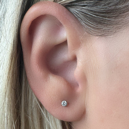 Medical Grade Titanium Flat Back Earring 18G 3mm CZ Reversible Star