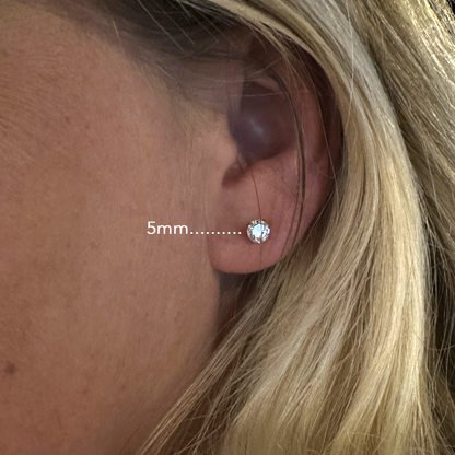 CZ Flat Back Stud Earrings - 3 Pairs