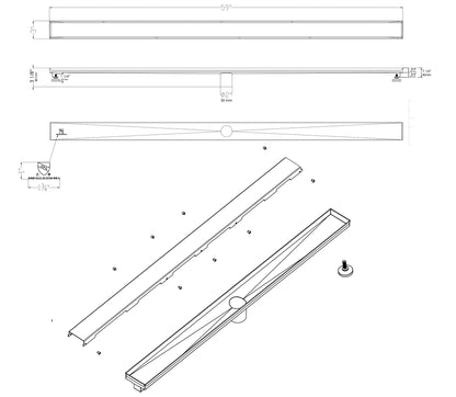 ALFI brand ABLD59B Linear Shower Drain with Solid Cover