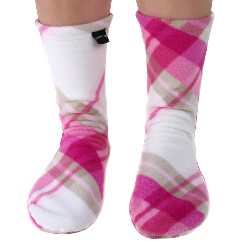 Polar Feet Fleece Socks - Pink Argyle
