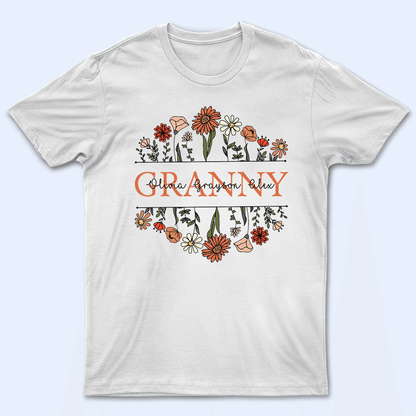 Floral Typography Grandma Grandkids Design - Personalized Custom T Shirt - Gift for Grandma/Nana/Mimi, Mom, Wife, Grandparent