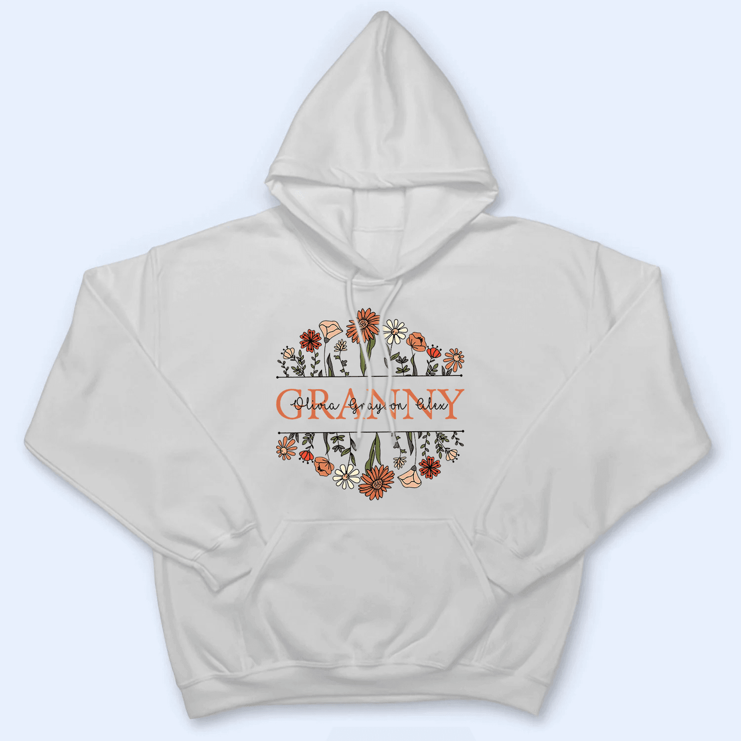 Floral Typography Grandma Grandkids Design - Personalized Custom T Shirt - Gift for Grandma/Nana/Mimi, Mom, Wife, Grandparent