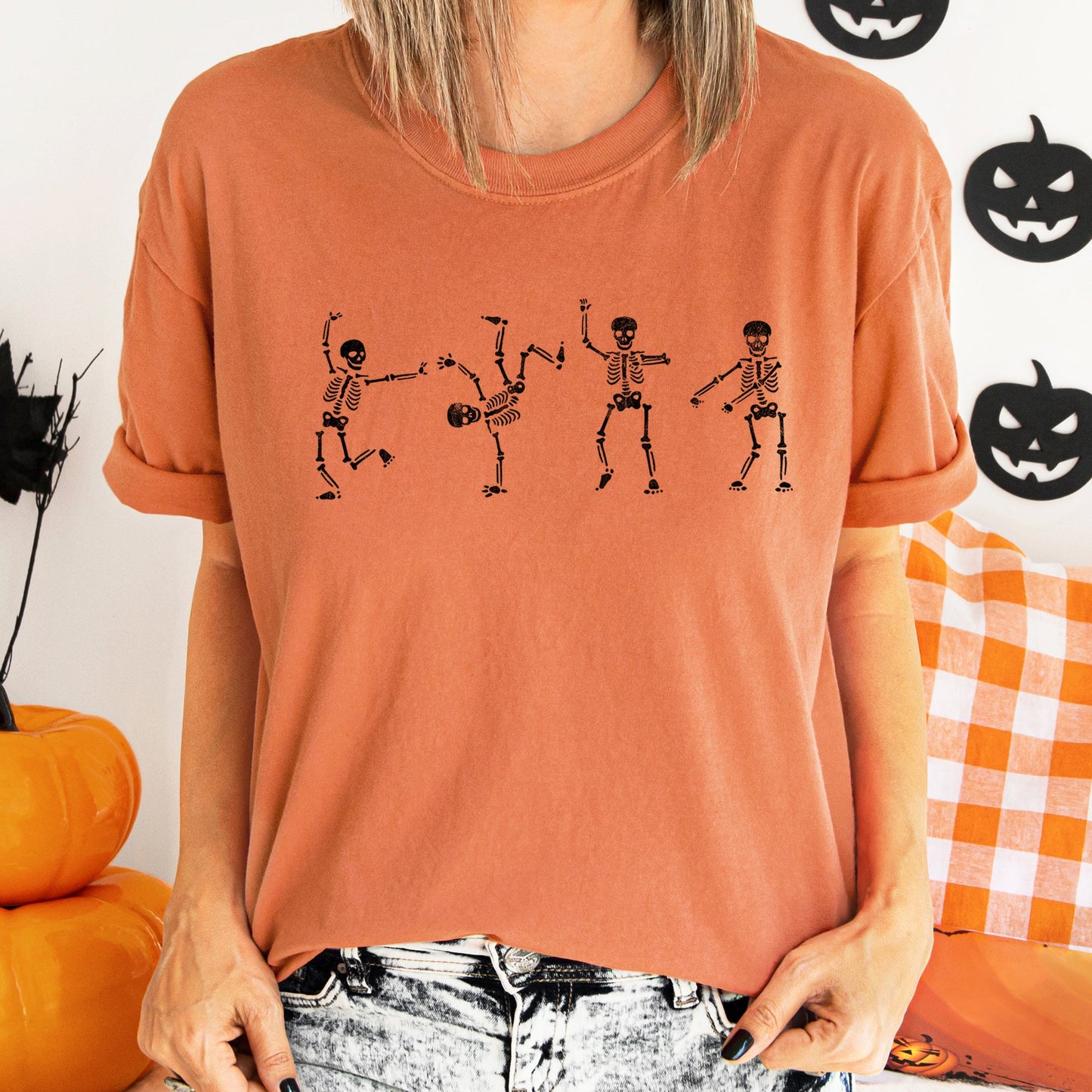 Flossing Skeletons Retro Halloween Comfort Colors Tshirt