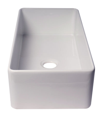 ALFI brand ABF3618 Smooth Apron 36" x 18" Single Bowl Fireclay Farm Sink
