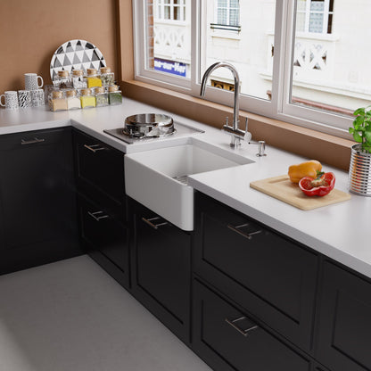 ALFI brand AB503 AB503-W White 23" Smooth Apron Fireclay Single Bowl Farmhouse Kitchen Sink