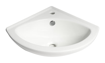 ALFI brand  ABC120 White 22" Corner Wall Mounted Ceramic Sink with Faucet Hole