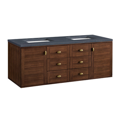 Amberly 60" Double Vanity Cabinet, Mid-Century Walnut