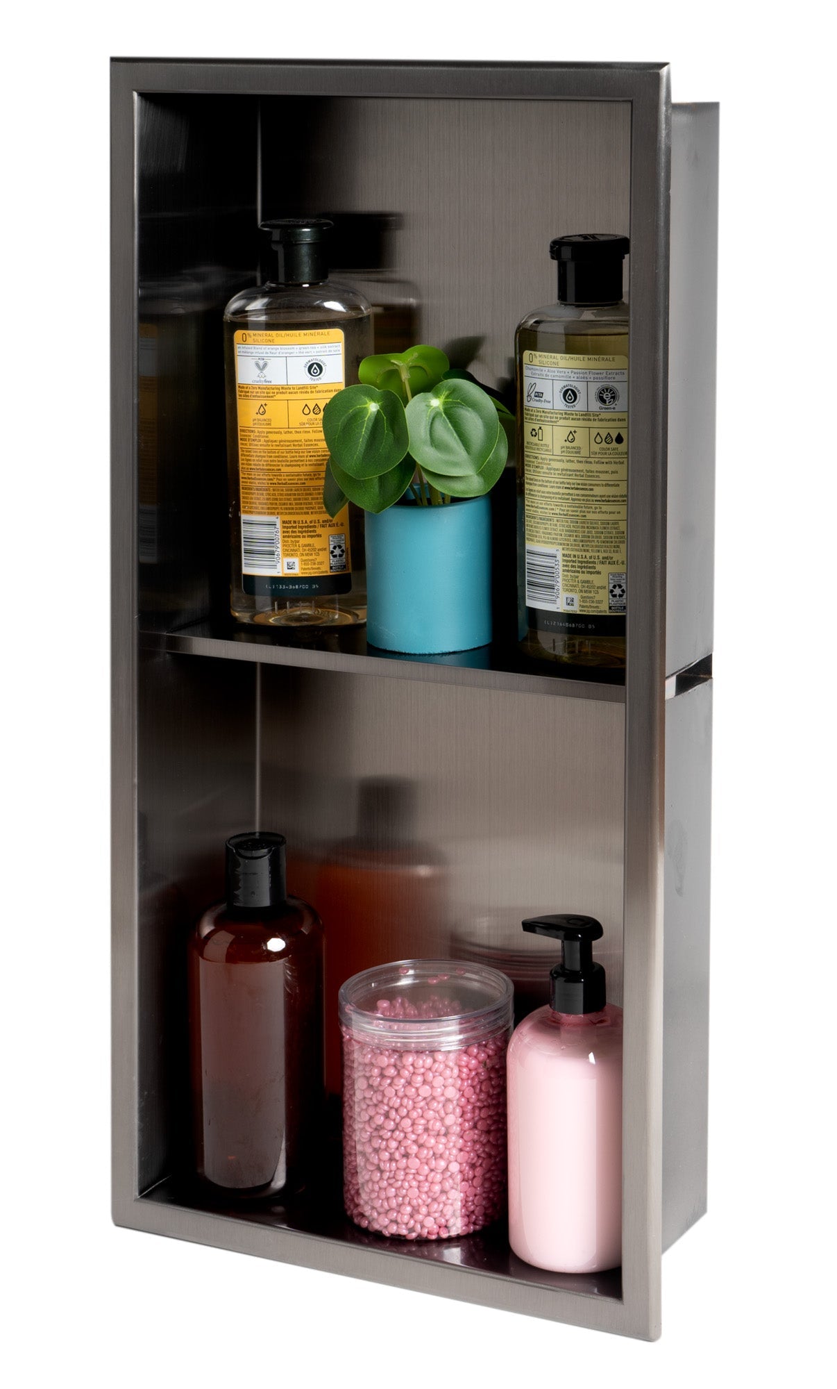 ALFI brand ABNP1224 12" x 24" Stainless Steel Vertical Double Shelf Shower Niche