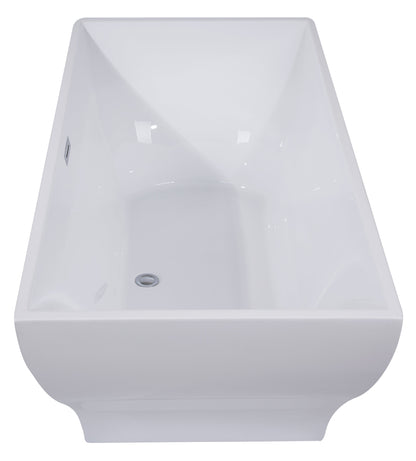 ALFI brand  AB8840 67 inch White Rectangular Acrylic Free Standing Soaking Bathtub