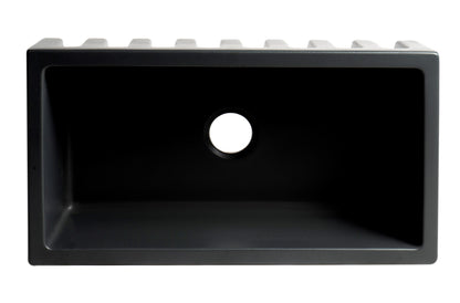 ALFI brand AB3318HS 33" x 18" Reversible Fluted / Smooth Fireclay Farm Sink