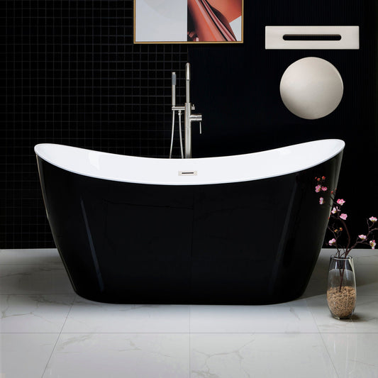 WOODBRIDGE B-1816 59" Acrylic Freestanding Bathtub Contemporary Soaking Tub