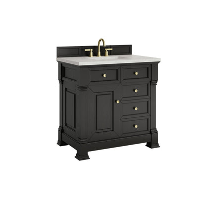 James Martin 547-V36 Brookfield 36” Single Vanity – Black Onyx / Honey Oak / Pearl Charcoal