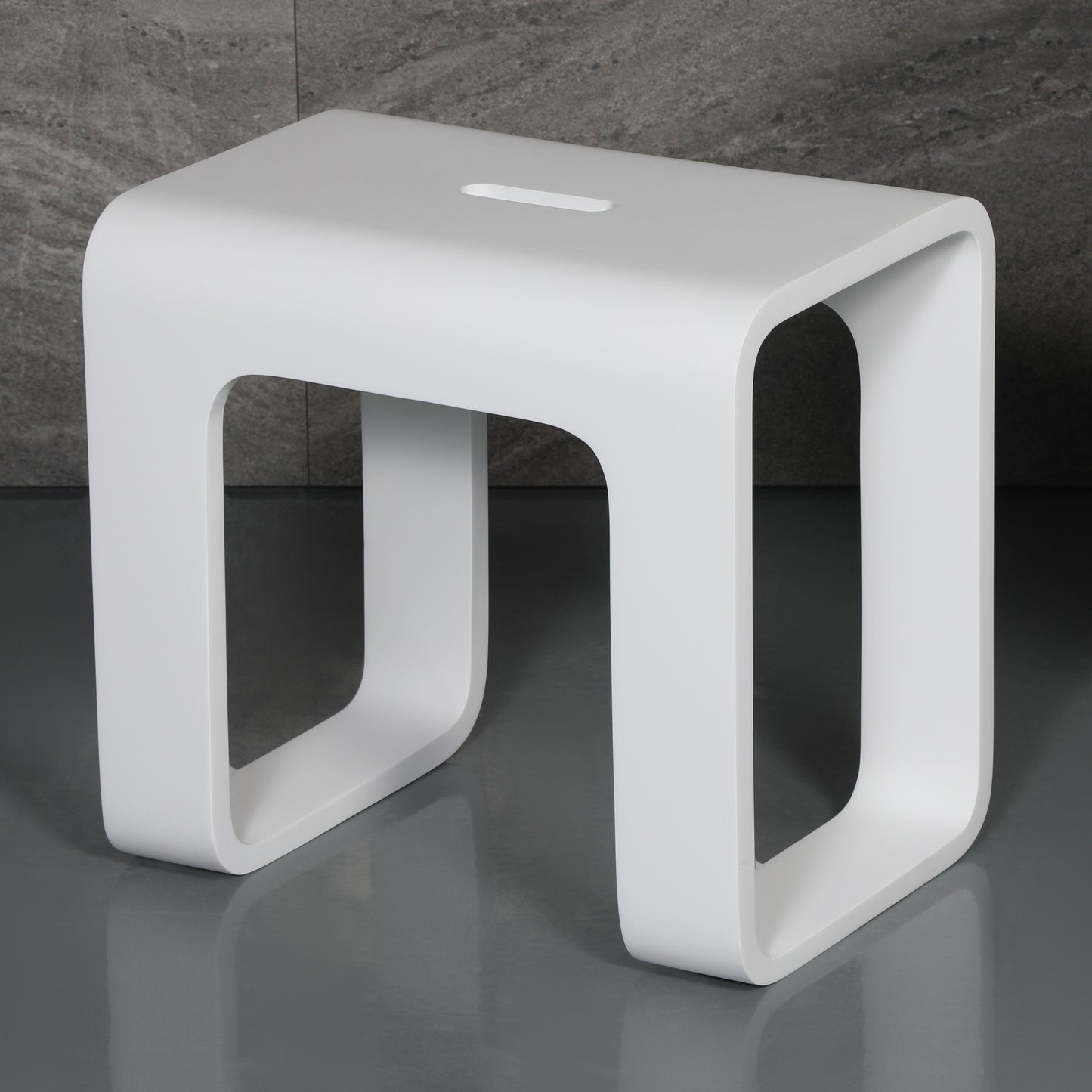 ALFI brand  ABST99 White Matte Solid Surface Resin Bathroom / Shower Stool