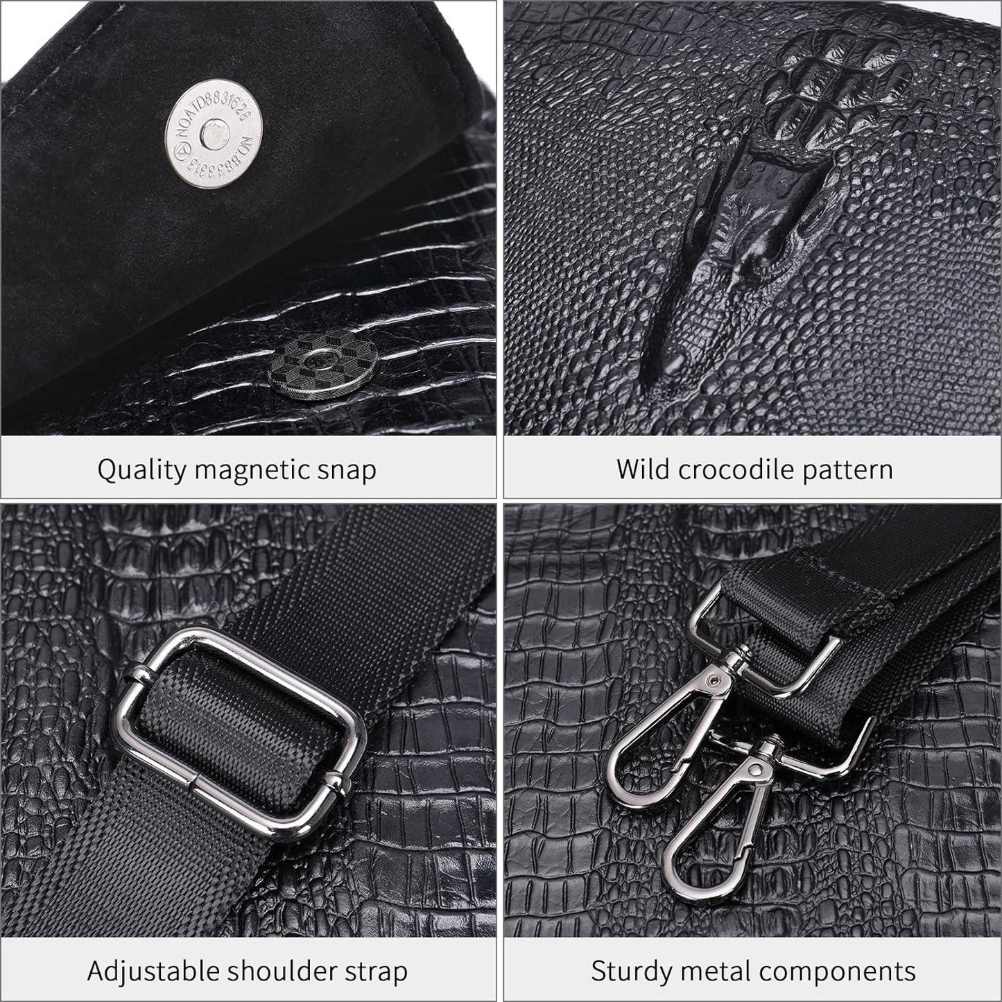 FR Fashion Co. Men's Crocodile Leather Crossbody Bag