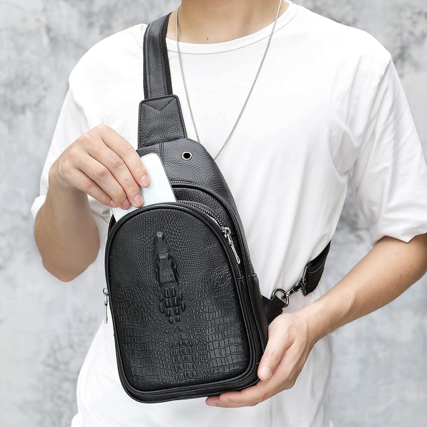 FR Fashion Co. Full-Grain Leather Crocodile Bag