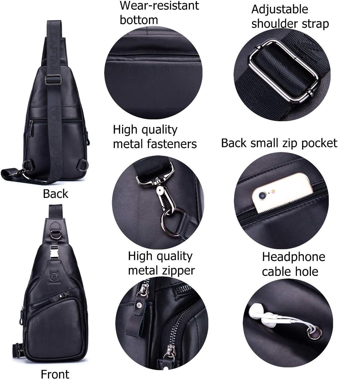 FR Fashion Co. Men's Leather Crossbody Chest Bag