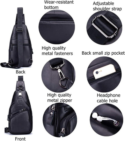 FR Fashion Co. Men's Leather Crossbody Chest Bag