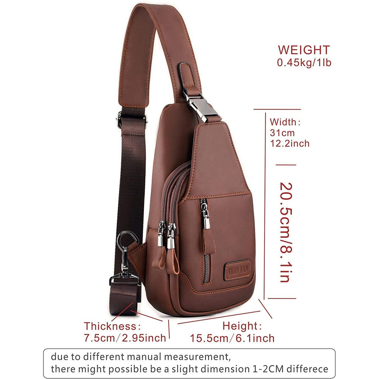 FR Fashion Co. Men's Executive Genuine Leather Sling Bag