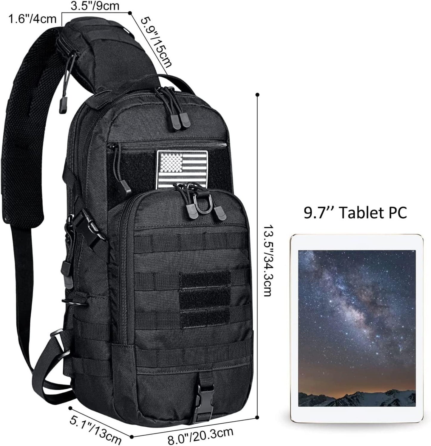 FR Fashion Co. 25L Hidden Phone Tactical Sling Backpack