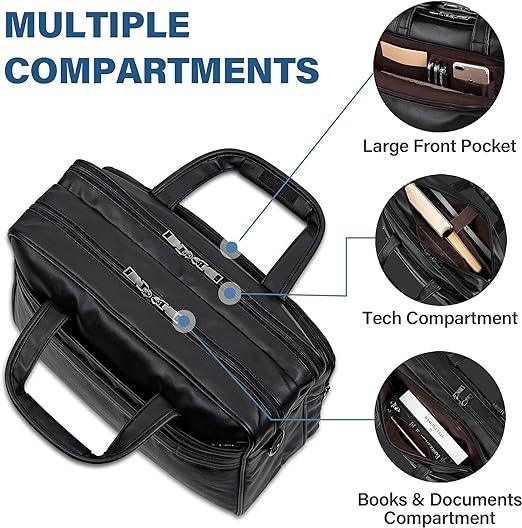 FR Fashion Co. 15" Mens Leather Laptop Messenger Bag