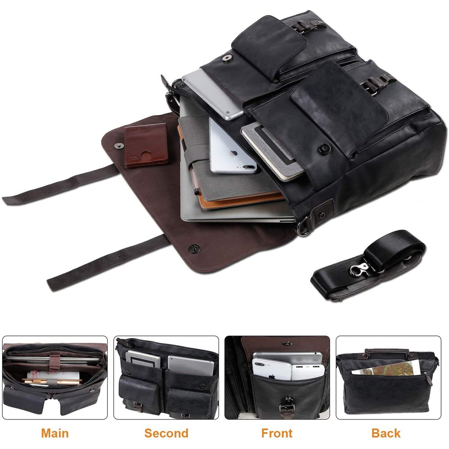 FR Fashion Co. 16" Men's Leather Messenger Bag