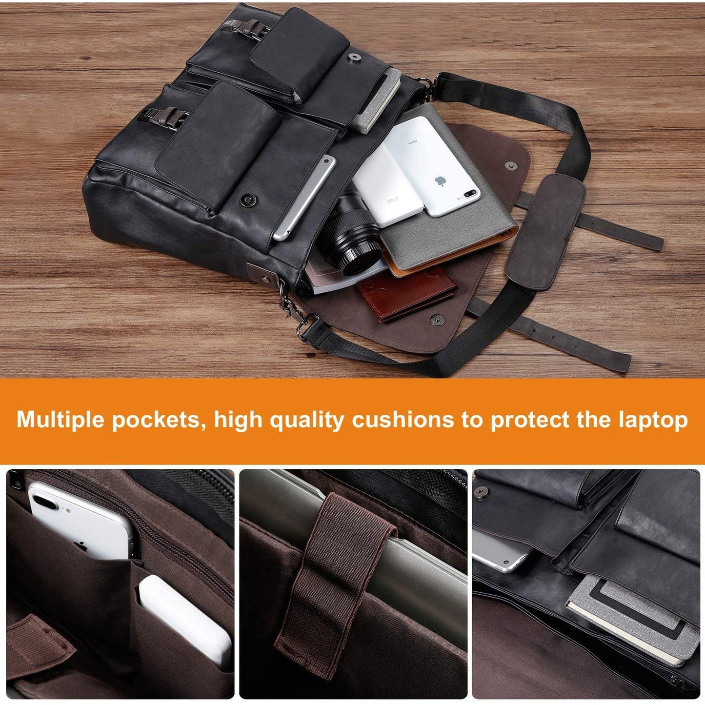 FR Fashion Co. 16" Men's Leather Messenger Bag