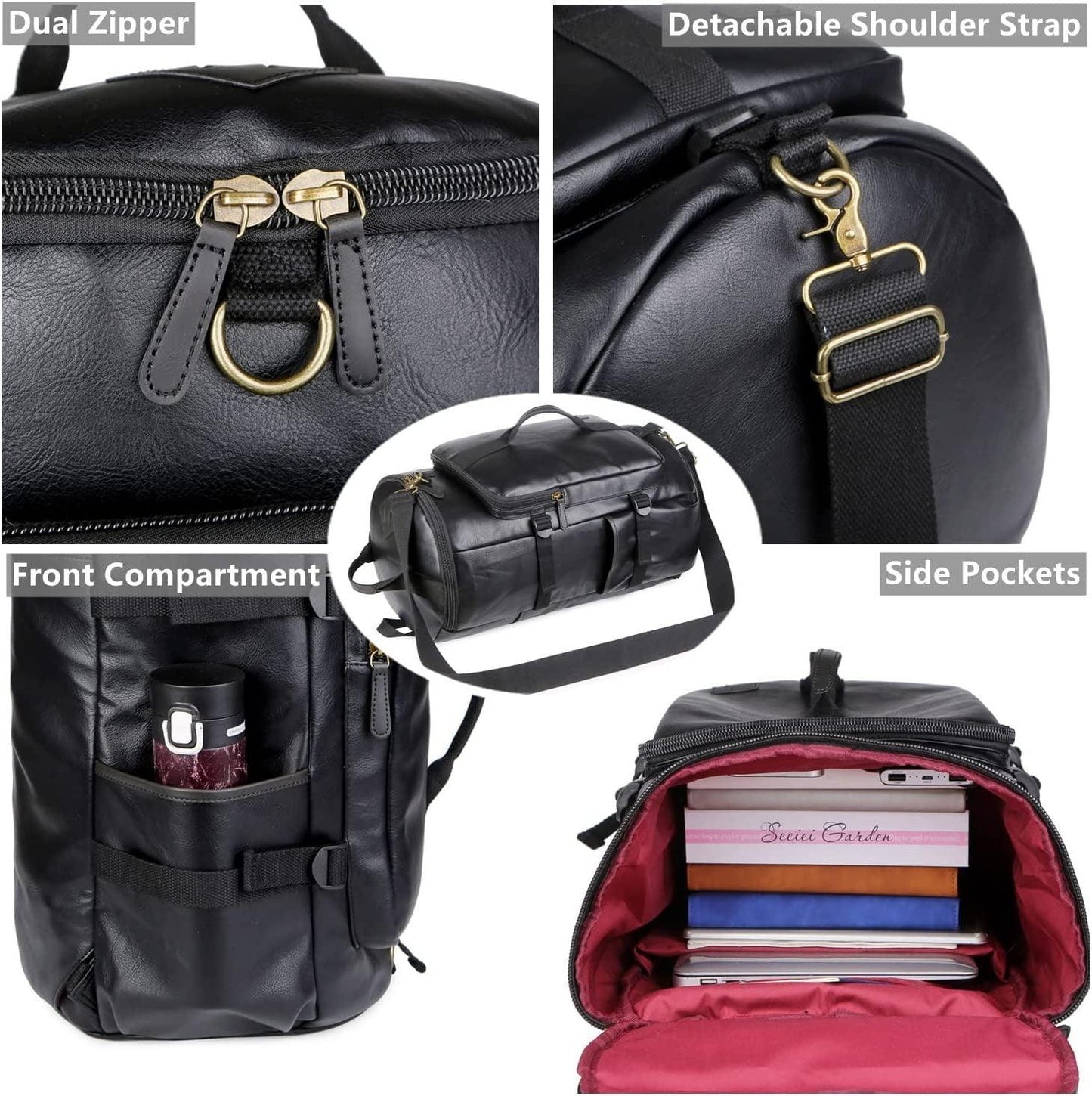 FR Fashion Co. 20" Men's Versatile Leather Duffel Bag