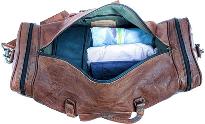 FR Fashion Co. 21" Full Grain Leather Duffel Bag