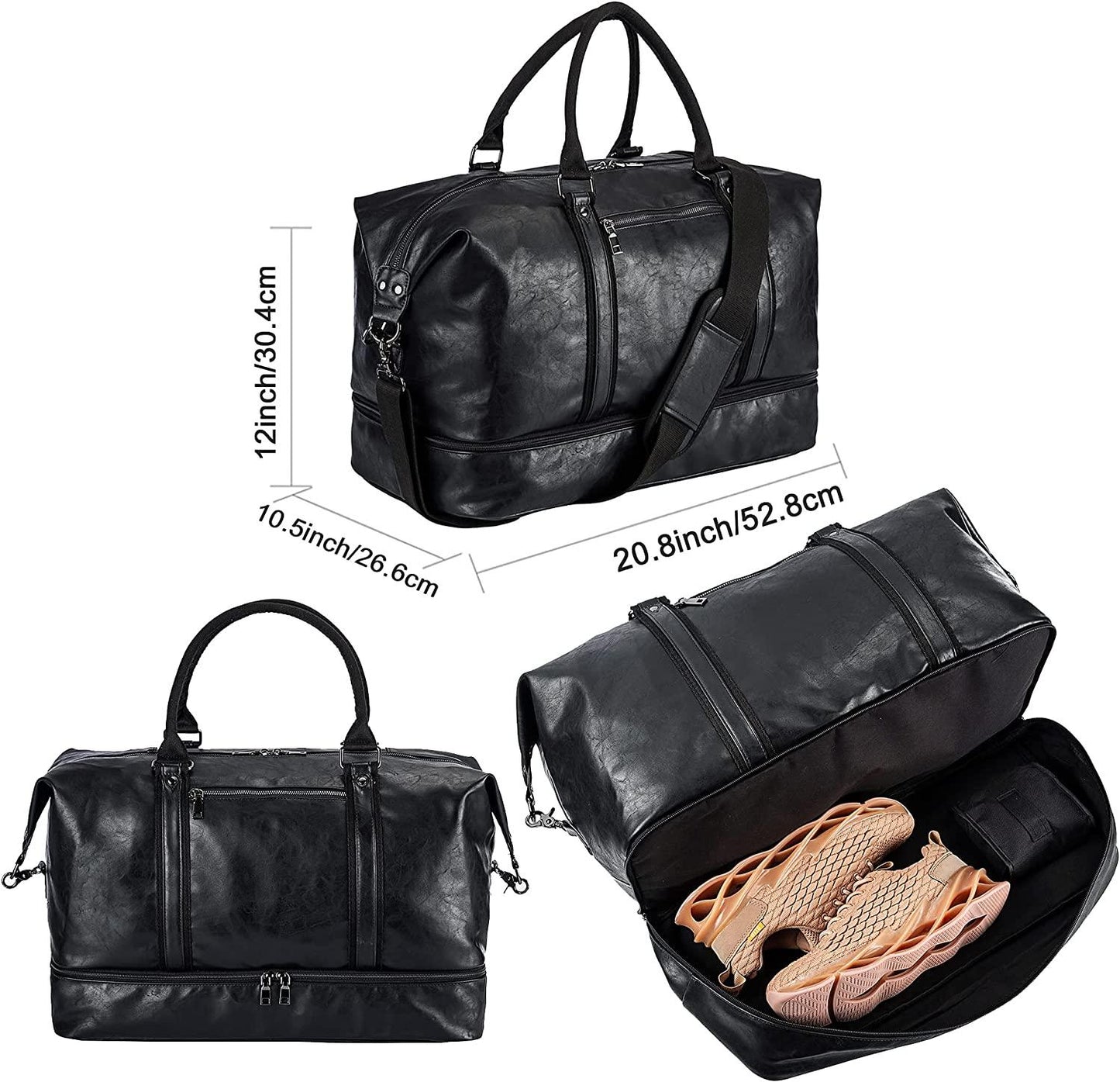 FR Fashion Co. 21" Men's Leather Compact Travel Duffel Bag