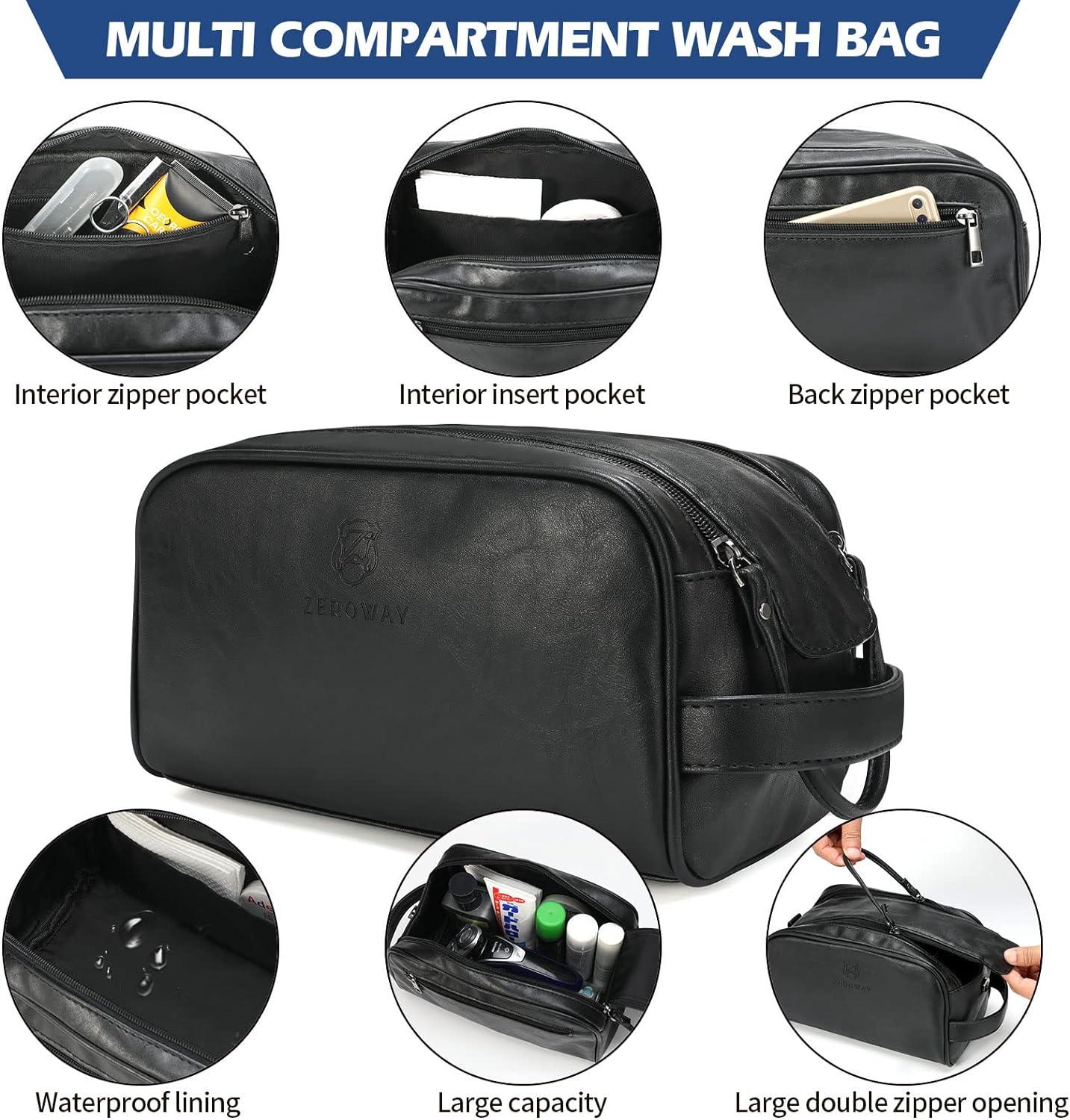 FR Fashion Co. 21" Men's Leather Duffel Bag with Toiletry Bag