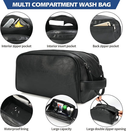FR Fashion Co. 21" Men's Leather Duffel Bag with Toiletry Bag