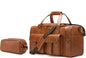 FR Fashion Co. 21" Men's Leather Duffel Bag with Toiletry Bag