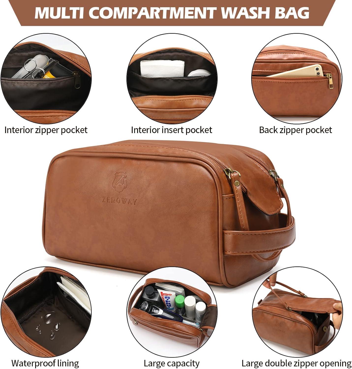 FR Fashion Co. 21" Men's Leather Duffel Bag with Toiletry Bag
