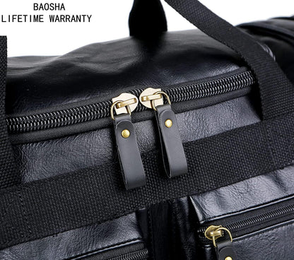 FR Fashion Co. 21" Men's Leather Expandable Duffel Bag