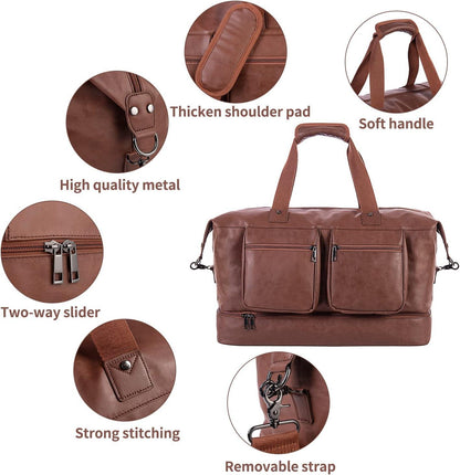 FR Fashion Co. 21" Men's Leather Overnight Duffel Bag