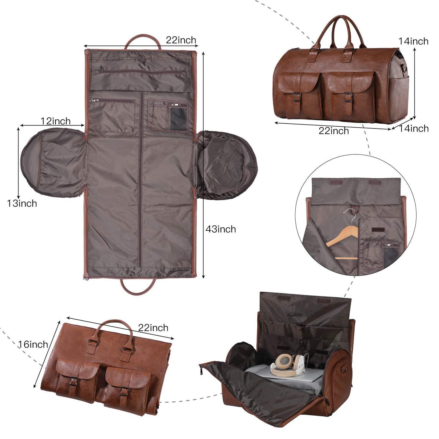 FR Fashion Co. 22" Men's Classic Leather Duffel Bag