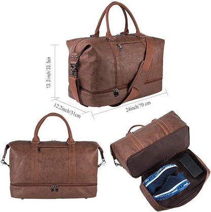 FR Fashion Co. 24" Men's Leather Travel Duffel Bag