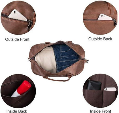 FR Fashion Co. 24" Men's Leather Travel Duffel Bag