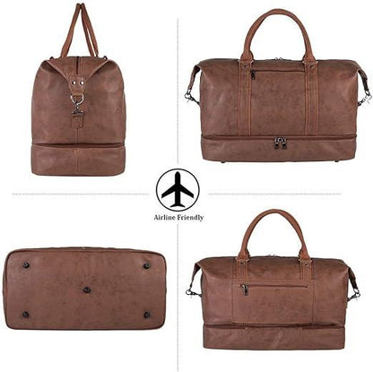 FR Fashion Co. 24" Men's Leather Travel Duffel Bag